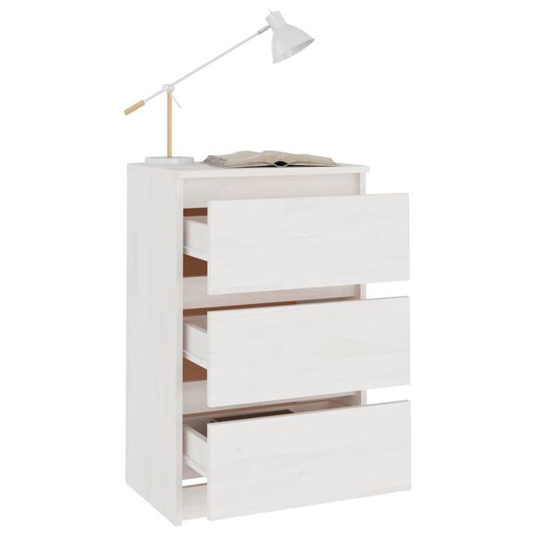 vidaXL Bedside Cabinet White Solid pine wood 15.7 x 11.6 x 25.2 in