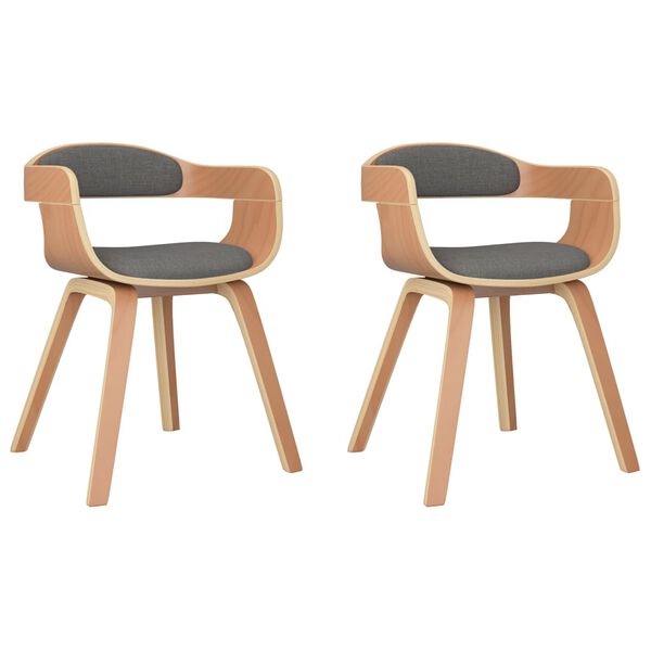 vidaXL Dining Chair Set of 2 Light grey and natural