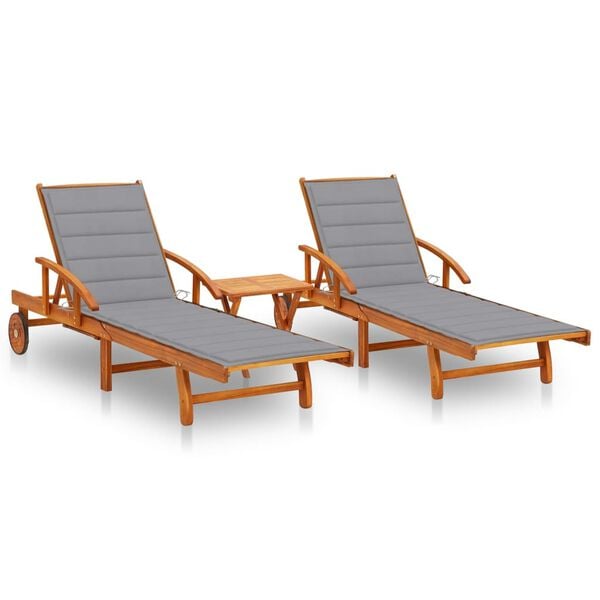 vidaXL Sun Lounger Brown Solid Acacia wood Large Foldable