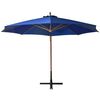 vidaXL Hanging Garden Parasol Azure blue Solid fir wood pole Large