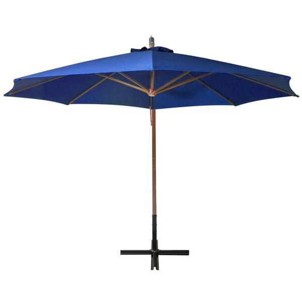 vidaXL Hanging Garden Parasol Azure blue Solid fir wood pole Large