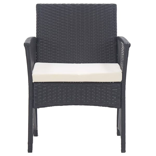 vidaXL Garden Armchair Set of 2 Black and Cream White