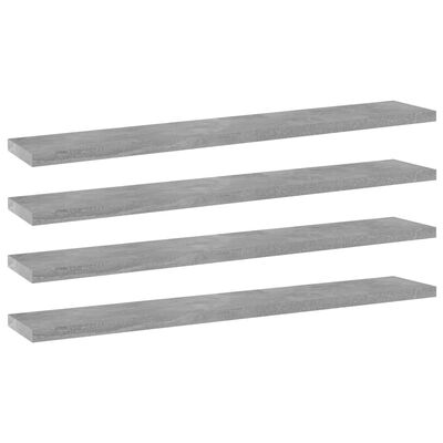 vidaXL Bookshelf Boards 4 pcs Concrete Gray 23.6"x3.9"x0.6" Chipboard