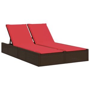 vidaXL Patio Double Sun Lounger Brown, Red
