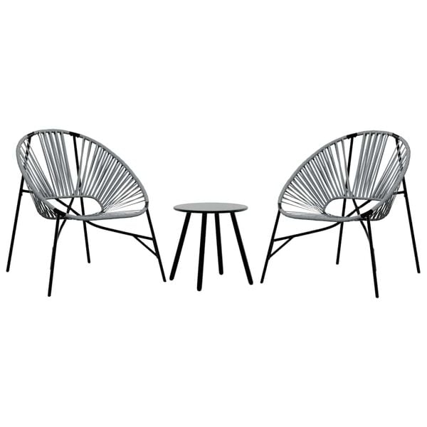 vidaXL Garden Chair Set Black and Light Gray PE Rattan, Powder-Coated Steel