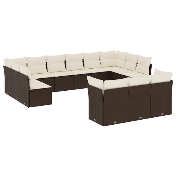 vidaXL Garden Sofa Set Brown, Cream White