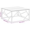 vidaXL Coffee Table Silver Stainless Steel, Tempered Glass