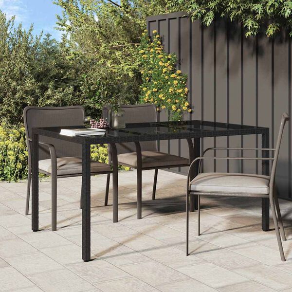 vidaXL Garden Dining Table Black 59.1" x 35.4" x 29.5" Poly rattan