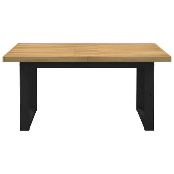 vidaXL Dining Table Natural and Black Solid Pine Wood Large Durable