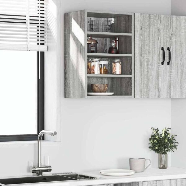 vidaXL Hanging Cabinet Grey Sonoma Engineered wood 15.7x11.6x23.6 in