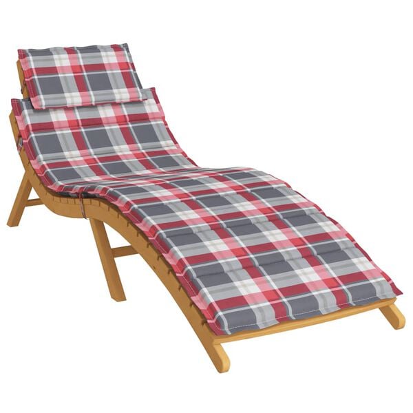 vidaXL Sun Lounger Cushion Red Check Pattern Oxford Fabric (100% polyester)
