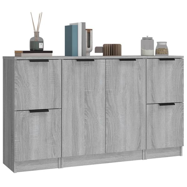 vidaXL Sideboard Set of 3 Grey sonoma Engineered wood Medium Sideboard