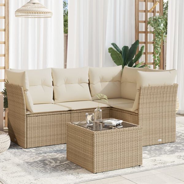vidaXL Garden Sofa Set Beige and Cream White