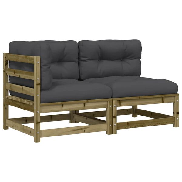 vidaXL Patio Sofa with Cushions 2-Seater Impregnated Wood Pine