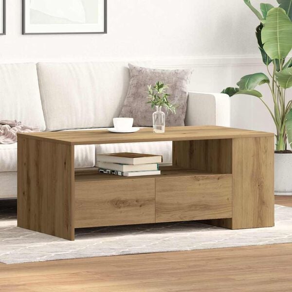 vidaXL Coffee Table with Drawer Artisan Oak 40.16 x 21.65 x 17.13 in