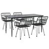 vidaXL Garden Dining Set Black Poly Rattan, Tempered Glass, Steel Medium