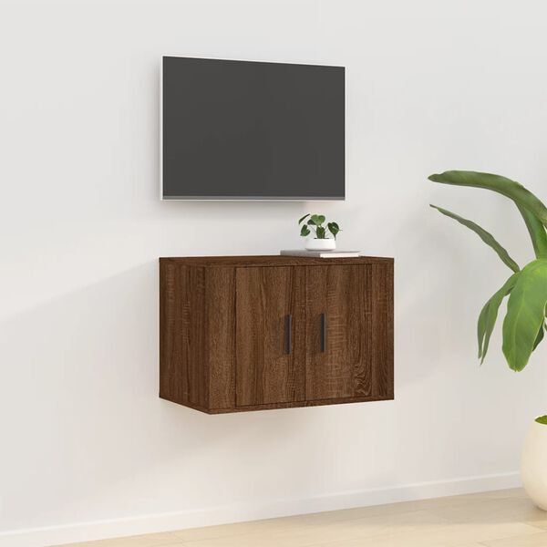 vidaXL Wall Mounted TV Cabinet Brown Oak Engineered wood Medium