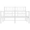 vidaXL Bed Frame White Powder-Coated Steel Double Bed Frame