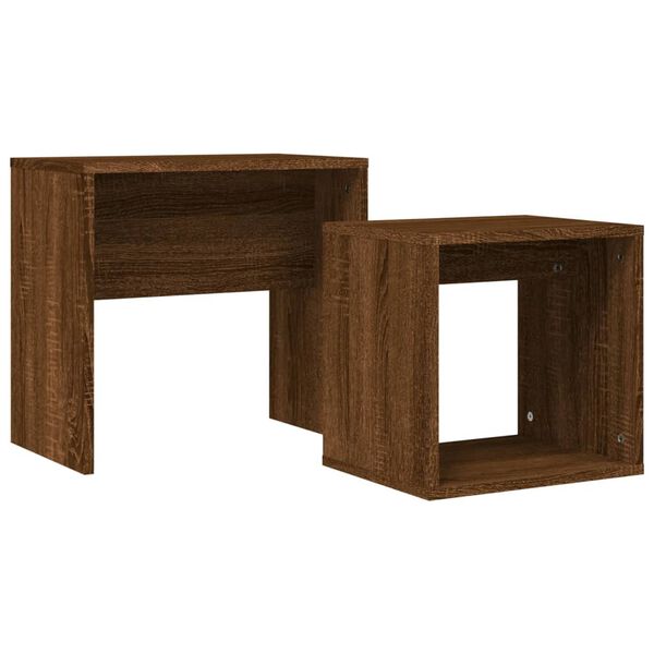 vidaXL Nesting Coffee Table Brown oak Engineered wood Small Stackable