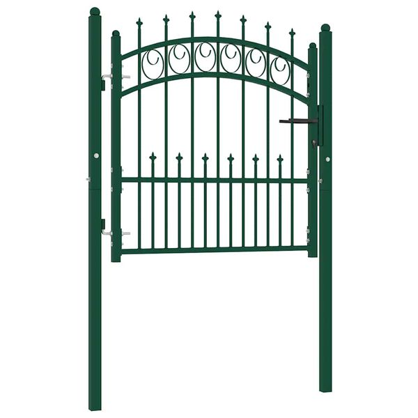vidaXL Fence Gate with Spikes Steel 39.4x39.4" Green
