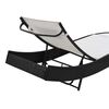 vidaXL Sunlounger Black Steel frame, Poly Rattan, Textilene Extra Long