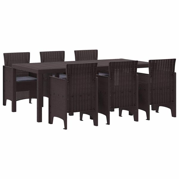vidaXL Garden Dining Set 7 pcs Brown Polt rattan