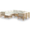 vidaXL Garden Lounge Set Cream Bamboo, Polyester Large Modular