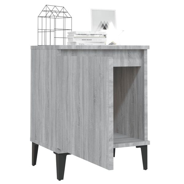 vidaXL Bed Cabinet Set of 2 Grey Sonoma Engineered wood, Metal Medium