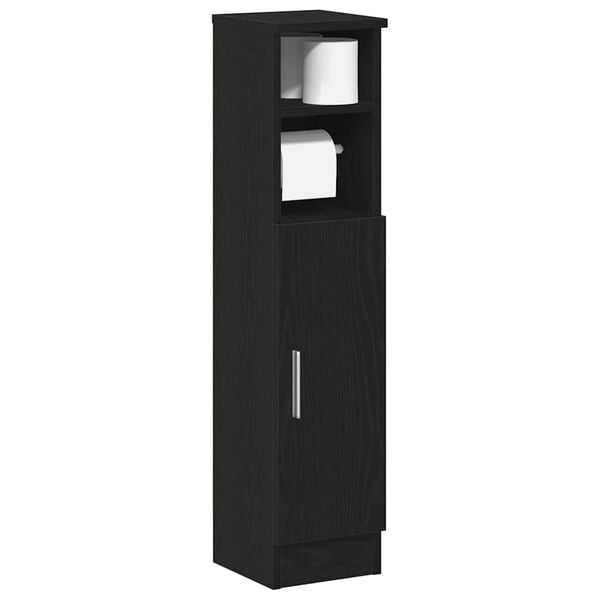 vidaXL Bathroom Cabinet Black Engineered wood Slim Bathroom Cabinet