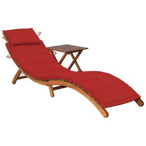 vidaXL Patio Sunlounger With Table Red