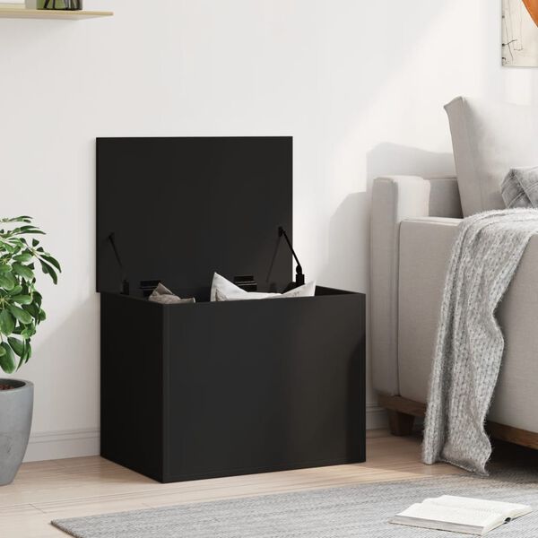 vidaXL Storage Box Black Engineered Wood Medium Storage Box