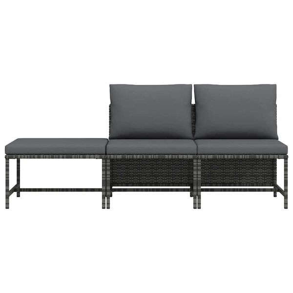 vidaXL Garden Sofa Set Gray PE rattan, steel Compact Modular
