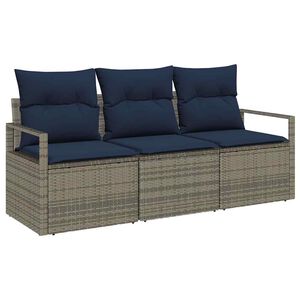 vidaXL Sofa Set 3 pcs Grey Poly Rattan
