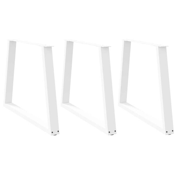 vidaXL Dining Table Leg Set of 3 White Powder-Coated Steel Medium