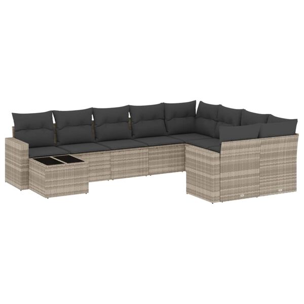 vidaXL Garden Sofa Set Light Grey PE rattan Large Modular