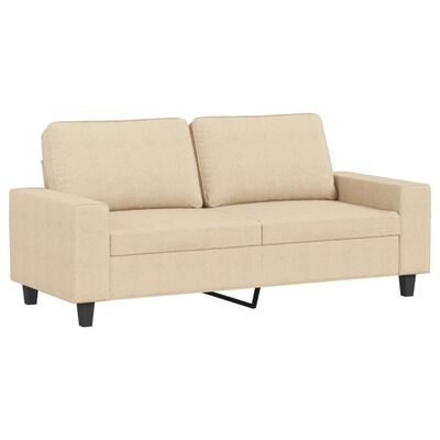 Cream-colored two-seat sofa with two back cushions and slim armrests.