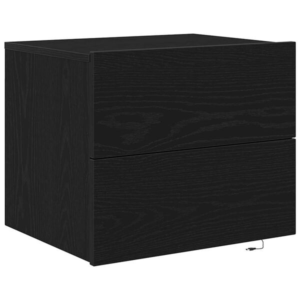 vidaXL Bedside Cabinet with Drawer Black Oak 19.69 x 15.35 x 16.14 in