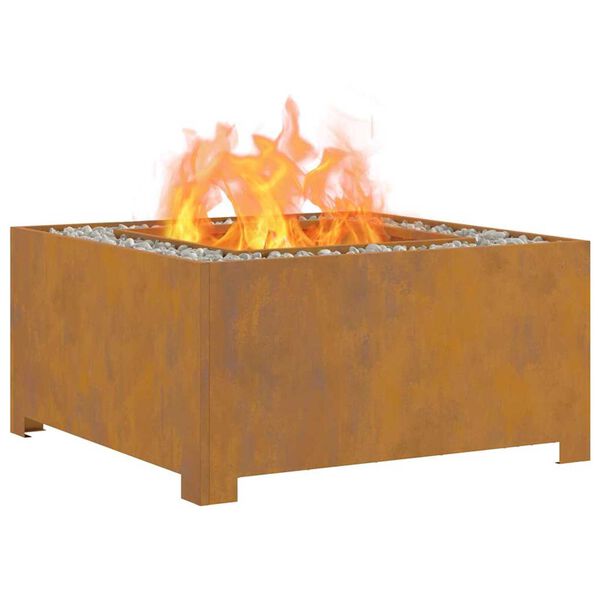 vidaXL Fire Pit Brown 31.5" x 31.5" x 15.7" Weathering steel