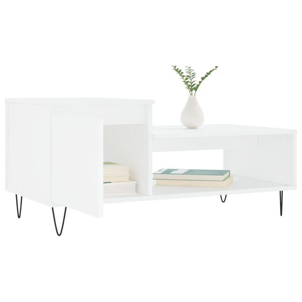 vidaXL Coffee Table White Engineered wood, metal Medium Coffee Table