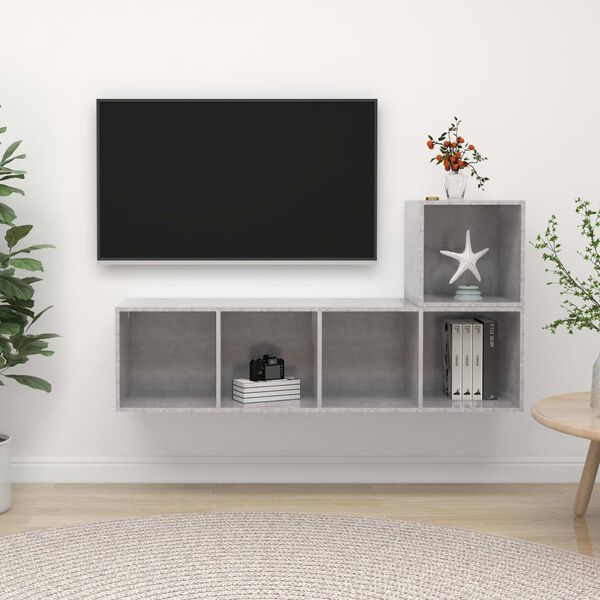 vidaXL TV Cabinet Set Concrete Grey Engineered Wood One Size