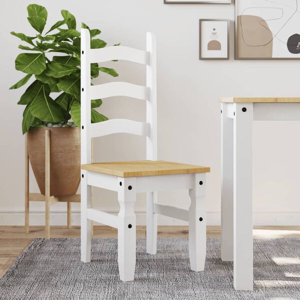 vidaXL Dining Chair White Solid pine wood Standard Durable