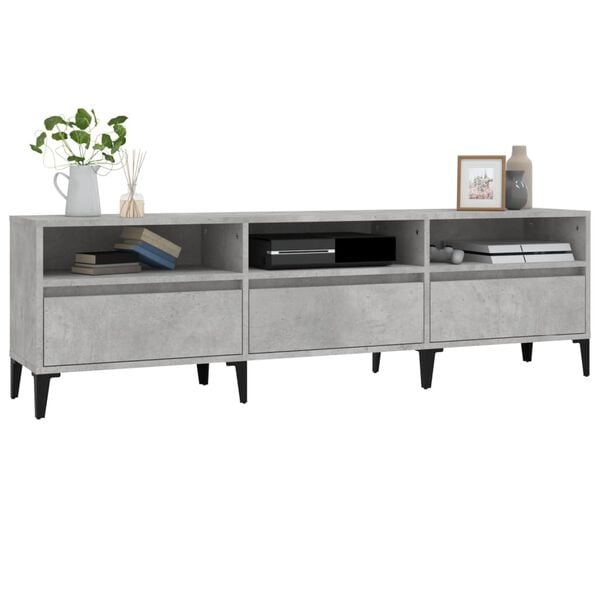 vidaXL TV Cabinet Concrete Grey Engineered Wood, Metal