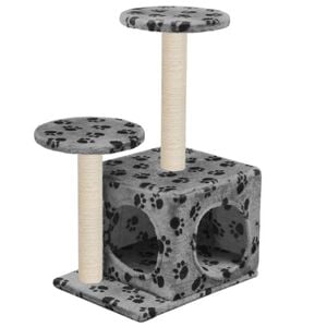 vidaXL Cat Tree Grey with paw prints