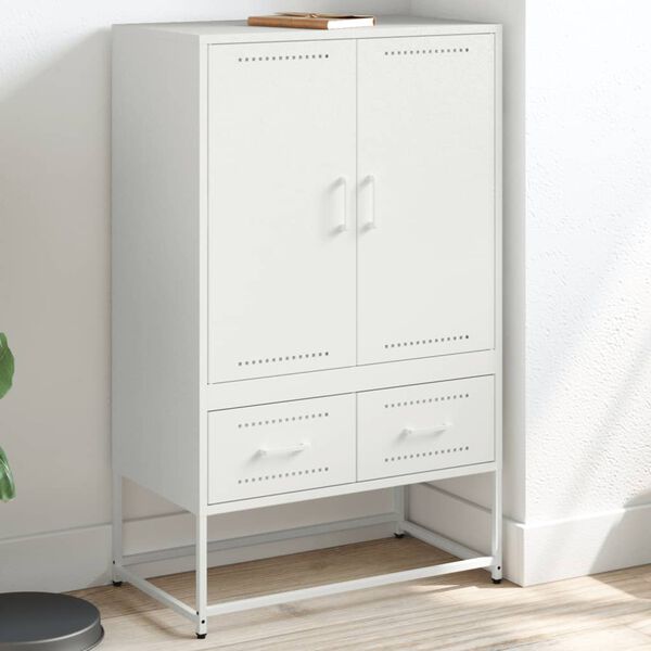 vidaXL Highboard White Cold-rolled steel Medium Highboard Rectangular