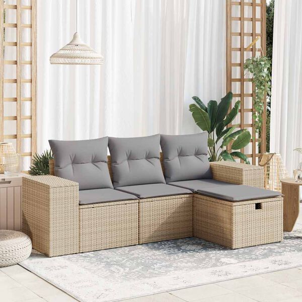 vidaXL Garden Sofa Set Beige, Light Grey