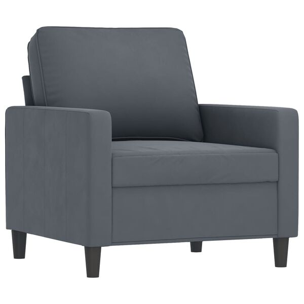 vidaXL Sofa Set Dark Gray Velvet (100% polyester), metal, plywood, foam