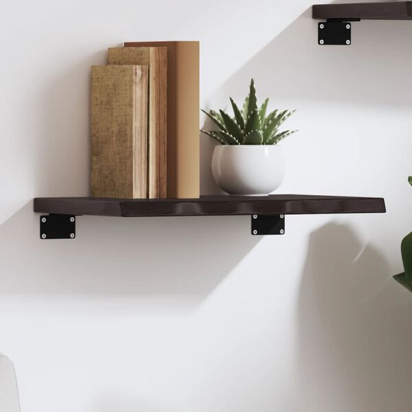 vidaXL Wall Shelf Dark Brown Solid Oak Wood 15.7 in x 11.8 in Durable