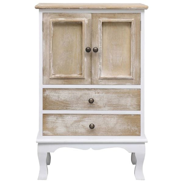 vidaXL Drawer Cabinet White Paulownia wood Medium Drawer Cabinet