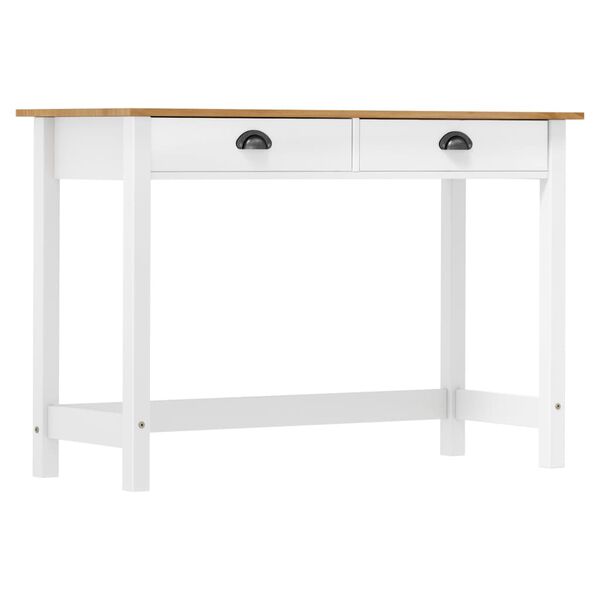vidaXL Console Table White and Natural Solid Pine Wood Compact Storage