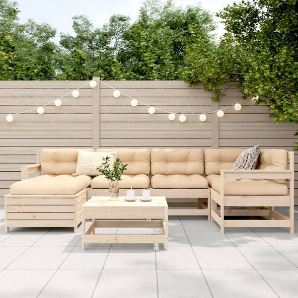 vidaXL Garden Sofa Set Natural wood Solid Pine Wood Large